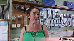 Nympho French Milf Surprises Hubby at Shop for Quickie Fuck