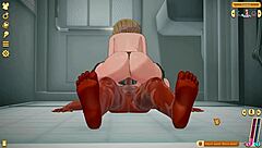 Blonde in 3D Hentai Bathroom with Monster Cock