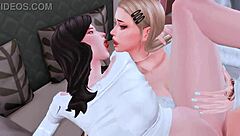 Futanari stepdaughter seduces stepmom for huge dick deep throat.