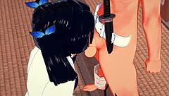 i enjoy demon slayer hentai with aoi kanazaki and tanjiro in cosplay costumes