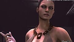 Futa excella tests her powers on jill valentine in resident evil