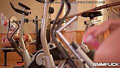 Curvy blonde bombshell's gym fucking session with insertion