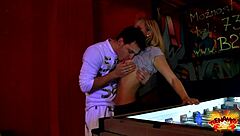 Blonde Teen Agata Gets Anal Fucked Publicly In Game Room