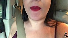 In the traffic of marginal pinheiros, a brazilian crossdresser gives jerk off instructions while showing big tits and ass on the way back from work