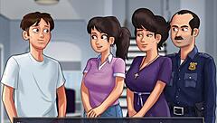 nun jerks off cock on desk in summertime saga?