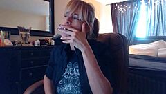 Sexy Blonde Sandi Squirts While Smoking Brown Cork Cigarettes