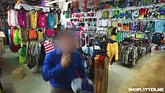 Naughty Zoe Parker Whips Babe's Small Tits in Shop Hardcore