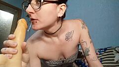 Skinny hot milf craves your big load in sloppy sucking session