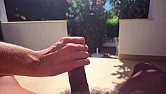 Housewife gives slow motion handjob outdoors!