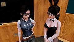 Beautiful women in an animated 3D harem in a hotel