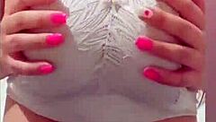 young student with brown hair shoots amateur video after college close-up - luxury orgasm