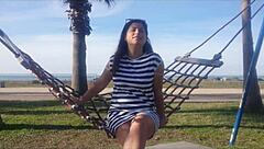 Naked Brunette Masturbates Horny Pussy On Public Beach!