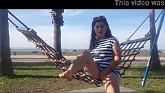 Naked Brunette Masturbates Horny Pussy On Public Beach!