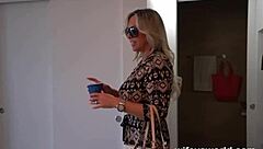 Wifey lures repairman to suck his monster cock before a huge cumshot facial.