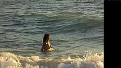 Naked Brunette Masturbates Horny Pussy On Public Beach!