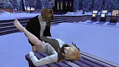 3D Game Animation: Intense Public Sex On A Snowy Day With Fucking And Sucking.