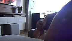 Step-in-law's footprints on my dick in a homemade video