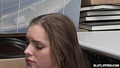 Shoplifting Teen Summer Brooks Gives Intense Blowjob in Shop