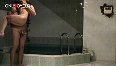 Homemade Voyeur Slutwife Meets Bull in Sauna for Husband's Secret Recording.