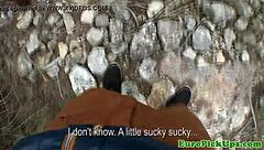 Euro Girl Next Door Sucks Cock Outdoors