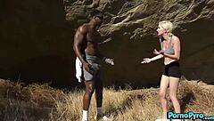 Short-haired blonde Skye Blue rides BBC in reverse cowgirl style