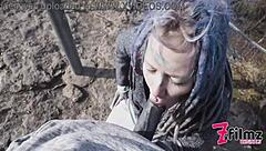 Punk goth couple caught in public ruin sex