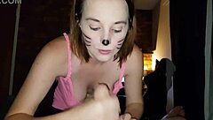 brunette enjoys liquid lunch in bed