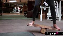 britt linn undresses for naked swim revealing shaved pussy