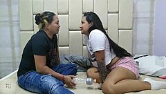 we're licking each other's pussies in this bottle game