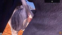 A dominant male wolf seduces a beautiful female in the wilderness