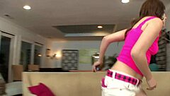 Massive tittied brunette milf tongue fucks teen's tight pussy.