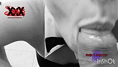 Andy dressed as Playboy bunny gives a big cock blowjob