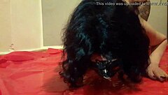 Lucy, the slut, naked and drinking piss