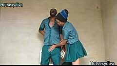 Girl's creamy pussy fucked hard by student, almost caught by mom!