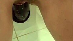 White milf masturbates with big black dildo solo