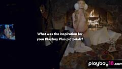 Petite blonde Scarlett Sage undresses in abandoned bar