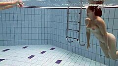 Iva Brizgina and Paulinka's Hot Lesbian Softcore in Pool