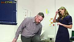 Nurses in uniform dominate and pleasure a patient in a kinky group session