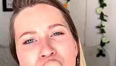 Beautiful blonde masturbates with a big sex toy on webcam