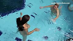 Iva Brizgina and Paulinka's Hot Lesbian Softcore in Pool