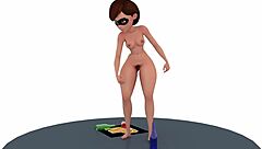 Naked helen parr shows big tits in 3d