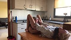 kitchen love with wife in doggystyle and creamy finish
