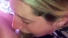 that blonde's tits look so good while deepthroating, i love watching her swallow cum