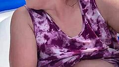 Outdoor blowjob with big tits and cum shot