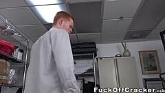 Redhead dude at work sucks huge black cock for cash 😏
