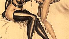 Vintage Erotic Drawings Featuring Antique Retro Hentai Cartoon Anime Comic Characters In Sensual Poses