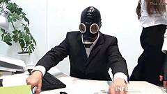 Big boobed blonde wears latex and gets hard cock in her mouth