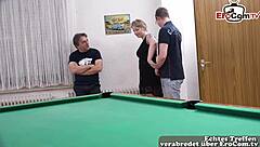 German Curvy Natural Tits Girl Tries First MMF Threesome