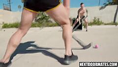 Athletic gays bang bareback in locker room?