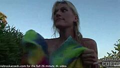 Pretty Florida teen poses naked with tiny tits at the beach